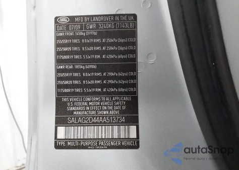 2010 Land Rover Lr4 from USA, damaged, VIN SALAG2D44AA513734